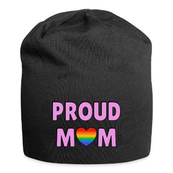Stolze Mama Regenbogenherz Stolze Eltern LGBTQ-Familie - Jersey-Beanie - Schwarz - Vorne
