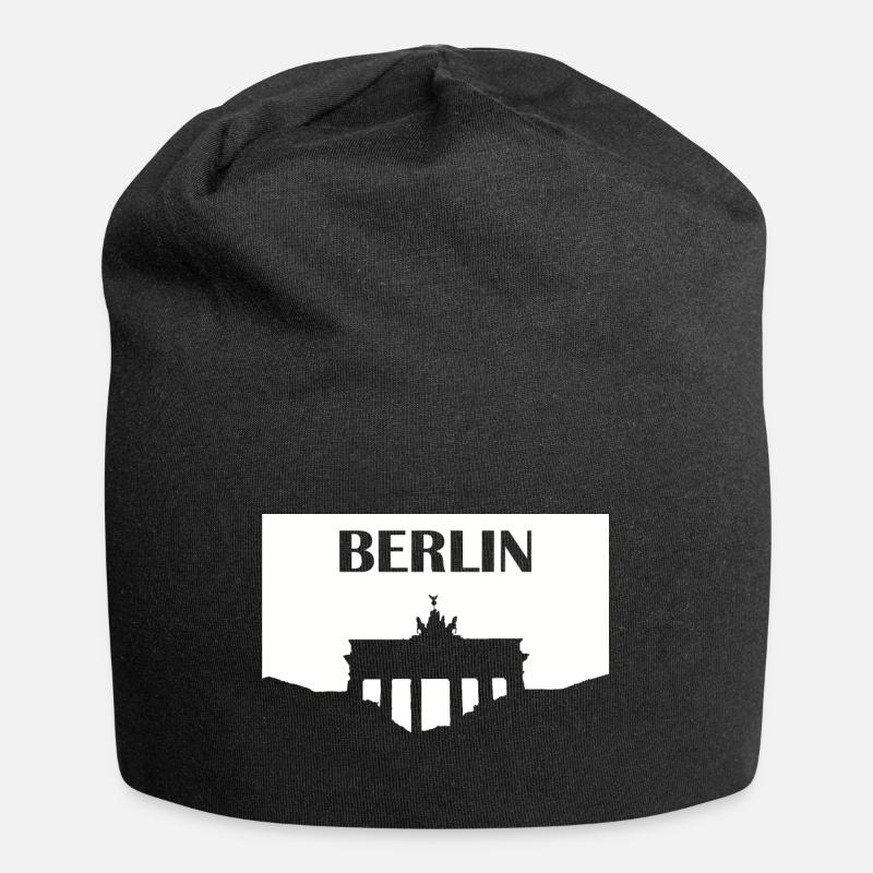 Porte de Brandebourg de Berlin blanc - Bonnet en jersey - noir