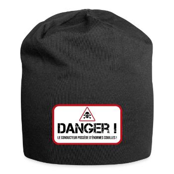 danger énorme couille sticker voiture - Bonnet en jersey - noir - Devant