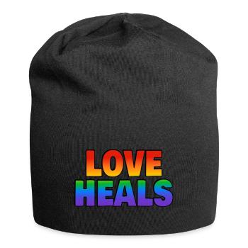 Liebe heilt LGBTQ-Regenbogen - Jersey-Beanie - Schwarz - Vorne