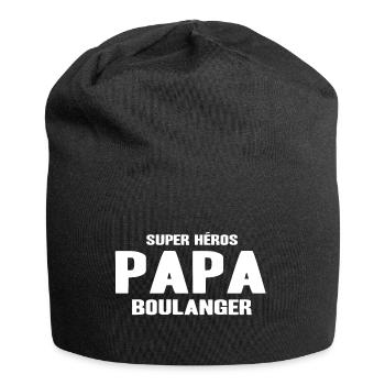 Super héros papa boulanger boulangerie homme - Bonnet en jersey - noir - Devant