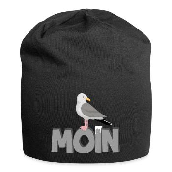 Moin Möwe Silbermöwe Meer Nordsee Ostsee Norden - Jersey-Beanie - Schwarz - Vorne