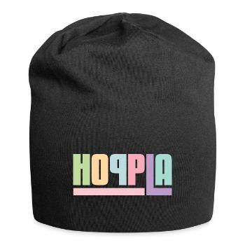 Hoppla - Fröhliches Pastell-Statement-Shirt - Jersey-Beanie - Schwarz - Vorne
