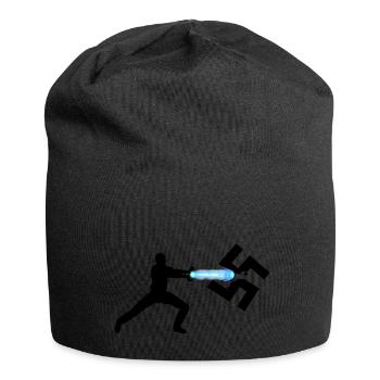 Contre les nazis - Une onde de choc détruit les nazis - Antifa - Bonnet en jersey - noir - Devant