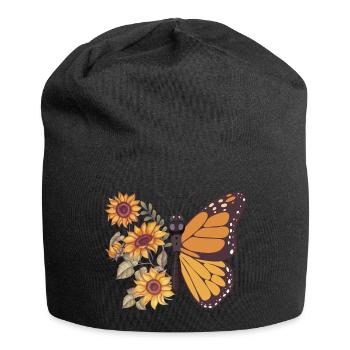 Schmetterling Sonnenblumen - Jersey-Beanie - Schwarz - Vorne
