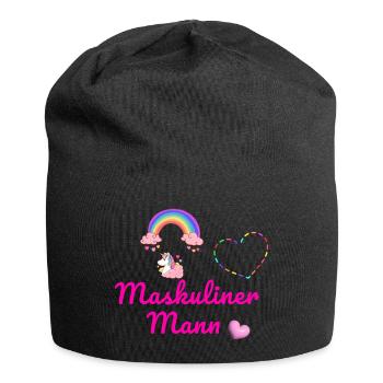 homme, masculin, licorne, cœur, - Bonnet en jersey - noir - Devant