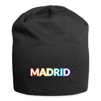 Texte arc-en-ciel gay de Madrid - Bonnet en jersey - noir - Devant
