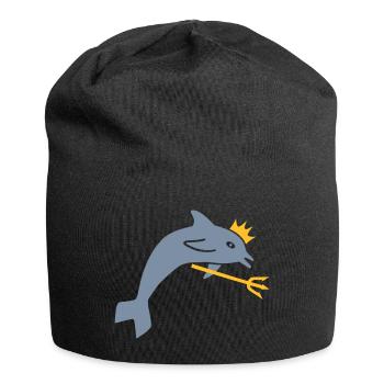 ★ design colors changeable ★ dolphin, crown, trident - Jersey Beanie - black - Front