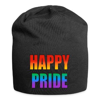 Texte arc-en-ciel Happy Pride - Bonnet en jersey - noir - Devant