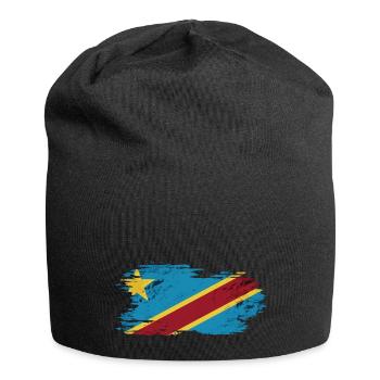 Kongo - Nationalfahne, Pinseleffekt - Jersey-Beanie - Schwarz - Vorne
