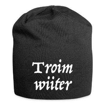 Troim wiiter | träum weiter, Schweiz, Dialekt - Jersey-Beanie - Schwarz - Vorne