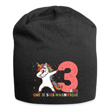 Licorne Dab Cadeau 3 Ème Anniversaire 3 Ans - Bonnet en jersey - noir - Devant