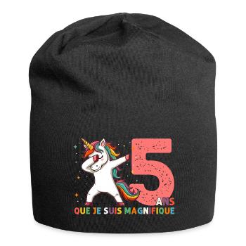 Licorne Dab Cadeau 5 Ème Anniversaire 5 Ans - Bonnet en jersey - noir - Devant