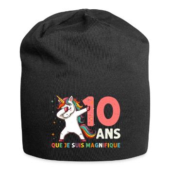 Licorne Dab Cadeau 10 Ème Anniversaire 10 Ans - Bonnet en jersey - noir - Devant