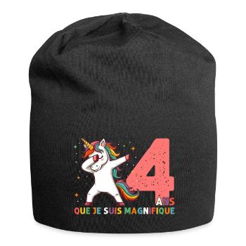 Licorne Dab Cadeau 4 Ème Anniversaire 4 Ans - Bonnet en jersey - noir - Devant