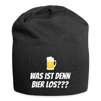 Was ist denn Bier los? - Bierkrug Spruch - Jersey-Beanie - Schwarz - Vorne