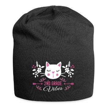 2nd grade | Grade Vibes Back to School Cute Cat - Bonnet en jersey - noir - Devant