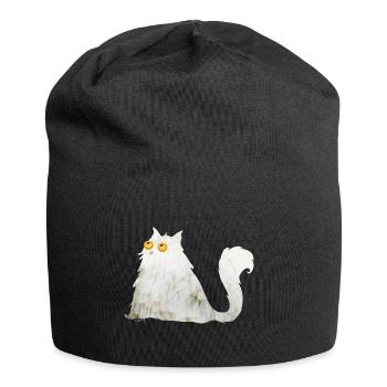 mollige Katze - Jersey-Beanie - Schwarz - Vorne