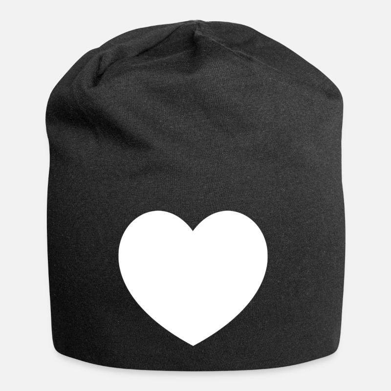 Coeur blanc - Bonnet en jersey - noir