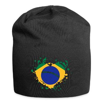 brasilien Flagge Herz-Spiele - Jersey-Beanie - Schwarz - Vorne