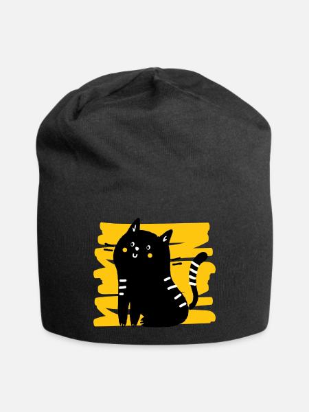 Kitty - Jersey-Beanie - Schwarz