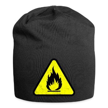 Warnung Feuer Offene Flamme Entzündlich Gefahr - Jersey-Beanie - Schwarz - Vorne