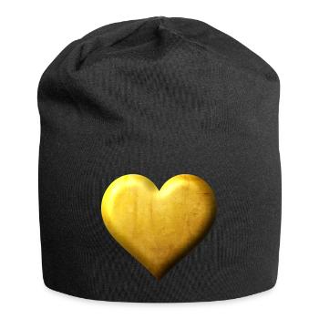 Goldenes Herz Edles Design gestanzt in Gold - Jersey-Beanie - Schwarz - Vorne