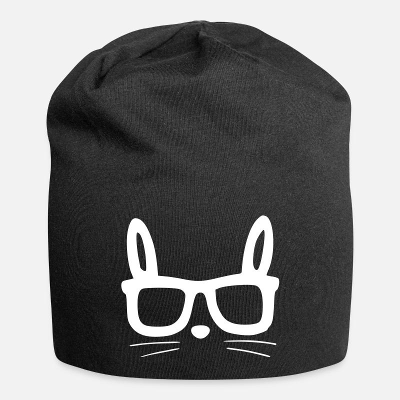 katze brille - Jersey-Beanie - Schwarz
