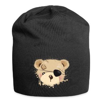 niedliches Piraten Teddy Graffiti mit Augenklappe - Jersey-Beanie - Schwarz - Vorne