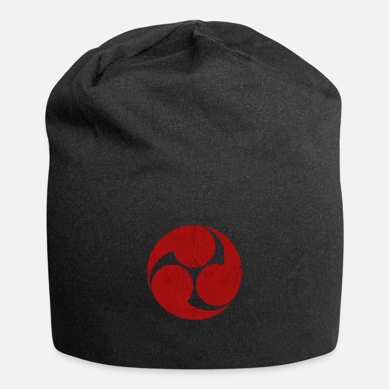 Mitsudomoe Red Distressed Graphic - Jersey-Beanie - Schwarz