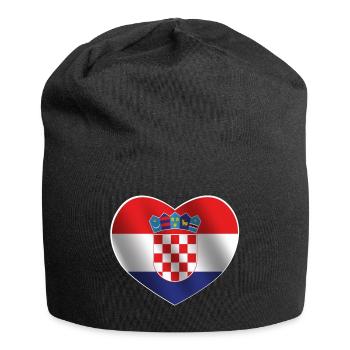 Croatia heart | Croatian flag gift - Jersey Beanie - black - Front