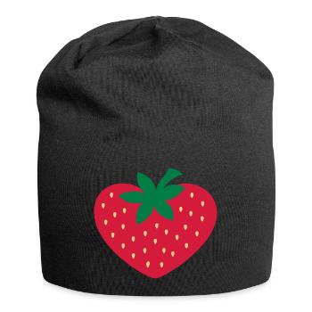 Erdbeere Garten Liebe Vegetarier Grün Obst Pflanze - Jersey-Beanie - Schwarz - Vorne