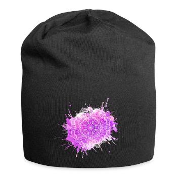 Mandala - Lila - Jersey-Beanie - Schwarz - Vorne