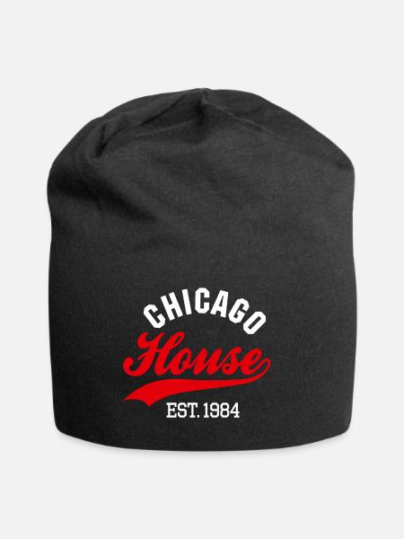 Vintage Chicago house est. 1984 rave house party - Jersey Beanie - black