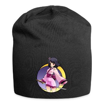 Samouraï anime girl - Bonnet en jersey - noir - Devant