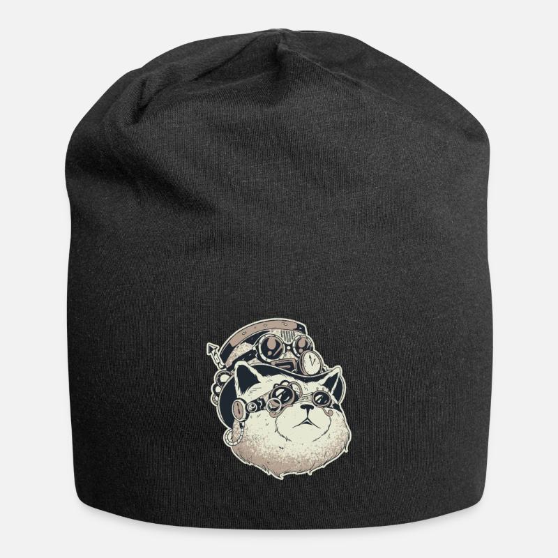 Steampunk-Katze - Jersey-Beanie - Schwarz