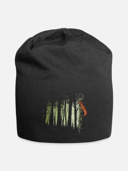Eichhörnchen im Wald Zwielicht Oachkatzl Kunst - Jersey-Beanie - Schwarz