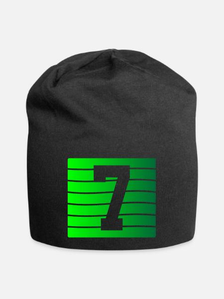 Grünes Streifen-7 Kontrastdesign - Jersey-Beanie - Schwarz
