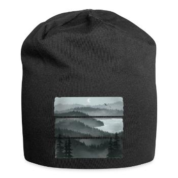 Neblige Aussicht - Jersey-Beanie - Schwarz - Vorne