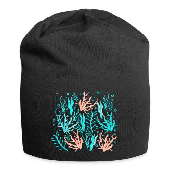 under water plant patterns - Jersey Beanie - black - Front