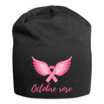 Octobre rose Lutte contre le cancer du sein - Bonnet en jersey - noir - Devant