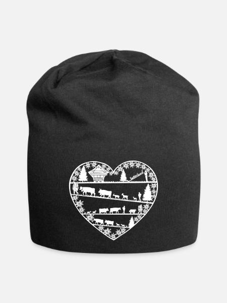 Cœur avec ascenseur alpin blanc - Bonnet en jersey - noir