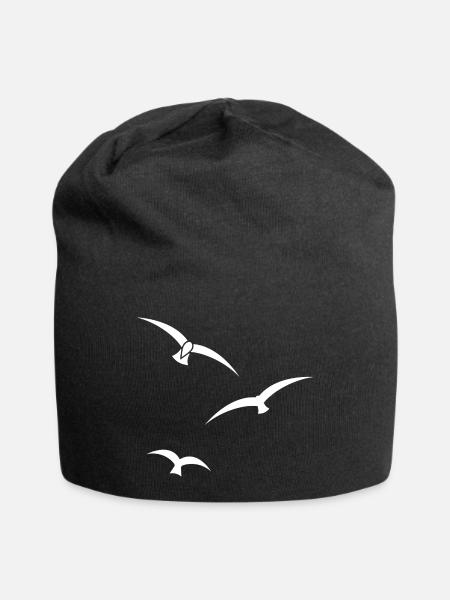 Drei Vögel Silhouette - Jersey-Beanie - Schwarz