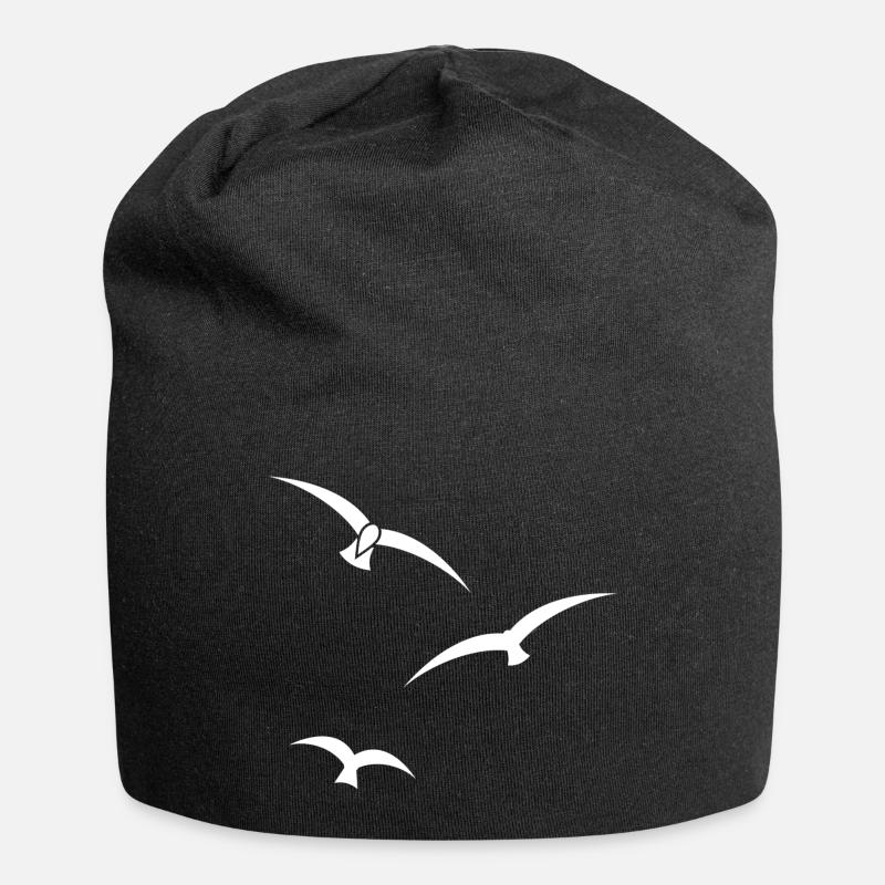 Three Birds Silhouette - Jersey Beanie - black