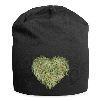 Cœur de foin aux teintes verdâtres chatoyantes - Bonnet en jersey - noir - Devant