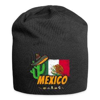 Mexico Vintage Cactus with Flag, Sombrero - Jersey Beanie - black - Front