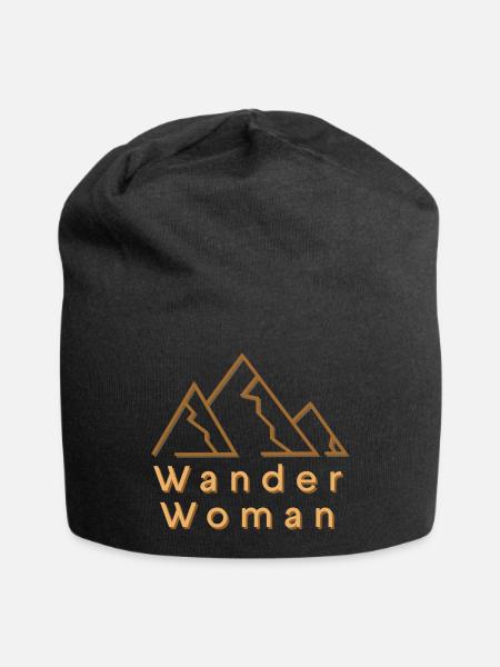 Wander Woman Bergkulisse für weibliche Wanderer - Jersey-Beanie - Schwarz