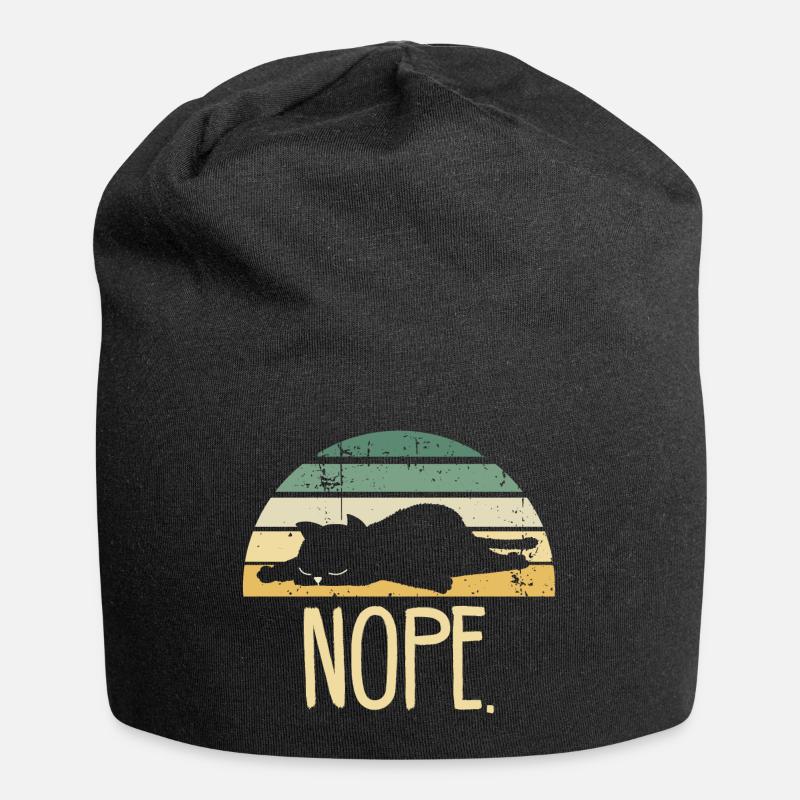 Cat Nope Retro - Jersey Beanie - black