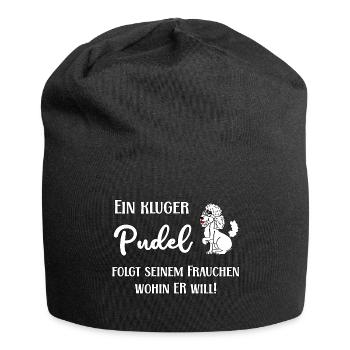 Ein kluger Pudel folgt seinem Frauchen wohin er - Jersey-Beanie - Schwarz - Vorne