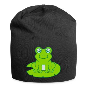Frosch sitzt Seerose Seeblatt - Jersey-Beanie - Schwarz - Vorne